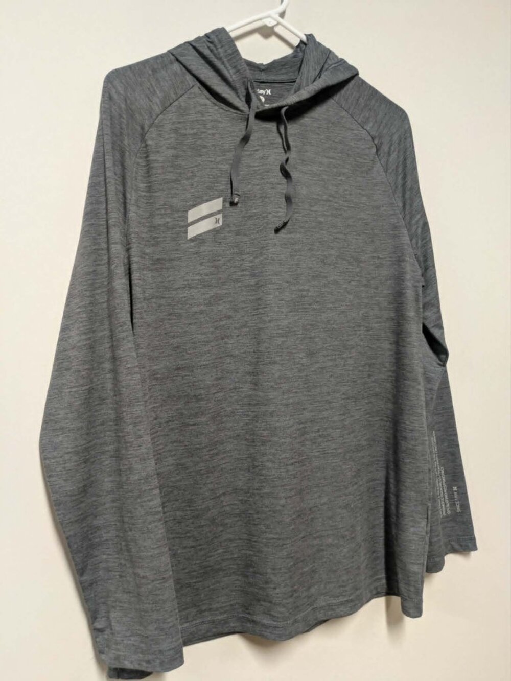Hurley Gray Performance Hoodie – Lightweight Long Sleeve Activewear Size L